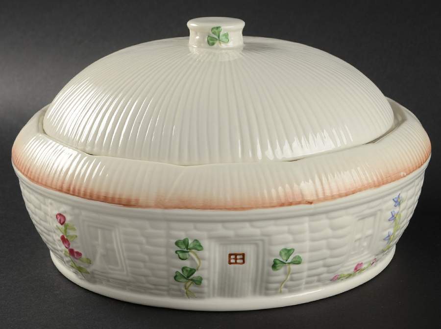 Shamrock 2 Qt Round Covered Casserole by Belleek Pottery (Ireland)-1