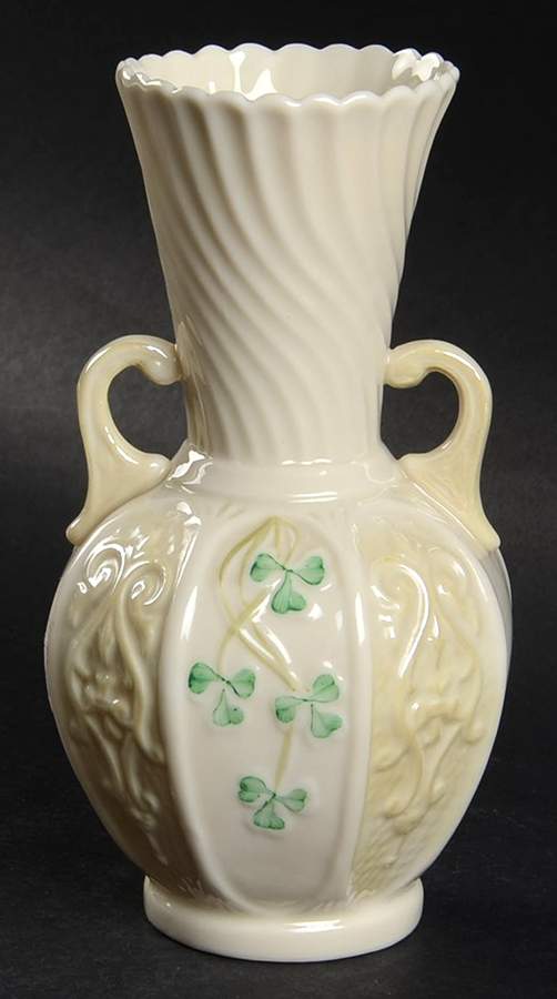 Shamrock 5" Handled Vase by Belleek Pottery (Ireland)-1