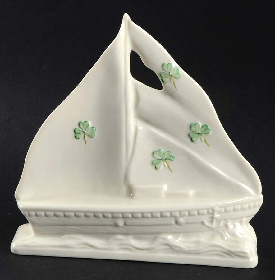 Shamrock 6" Sailboat Figurine by Belleek Pottery (Ireland)-1