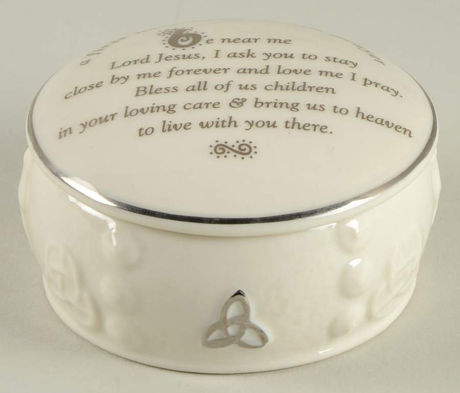 Shamrock 3" Round Box & Lid by Belleek Pottery (Ireland)-1