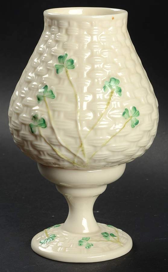 Shamrock Hurricane Lamp & Globe by Belleek Pottery (Ireland)-1