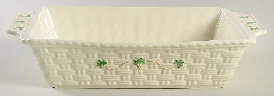 Shamrock 2 Quart Rectangular Casserole No Lid by Belleek Pottery (Ireland)-1