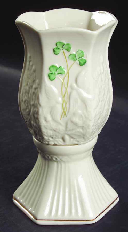 Shamrock Hurricane Lamp & Globe by Belleek Pottery (Ireland)-1