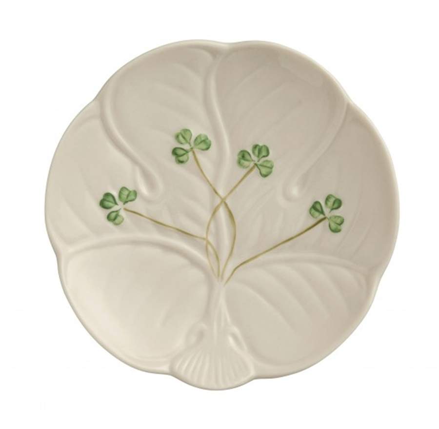Shamrock 5" Round Scalloped Dish by Belleek Pottery (Ireland)-1