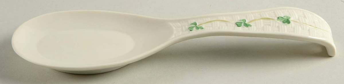 Shamrock Spoon Rest/Holder (Holds 1 Spoon) by Belleek Pottery (Ireland)-1