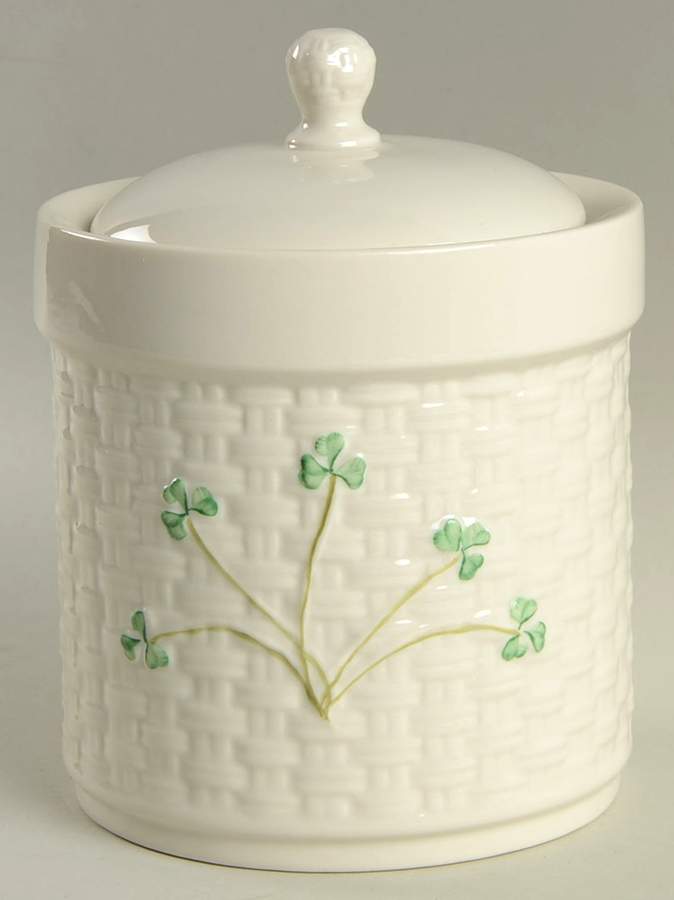 Shamrock Small Canister & Lid by Belleek Pottery (Ireland)-1