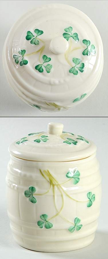 Shamrock Marmalade & Lid by Belleek Pottery (Ireland)-1