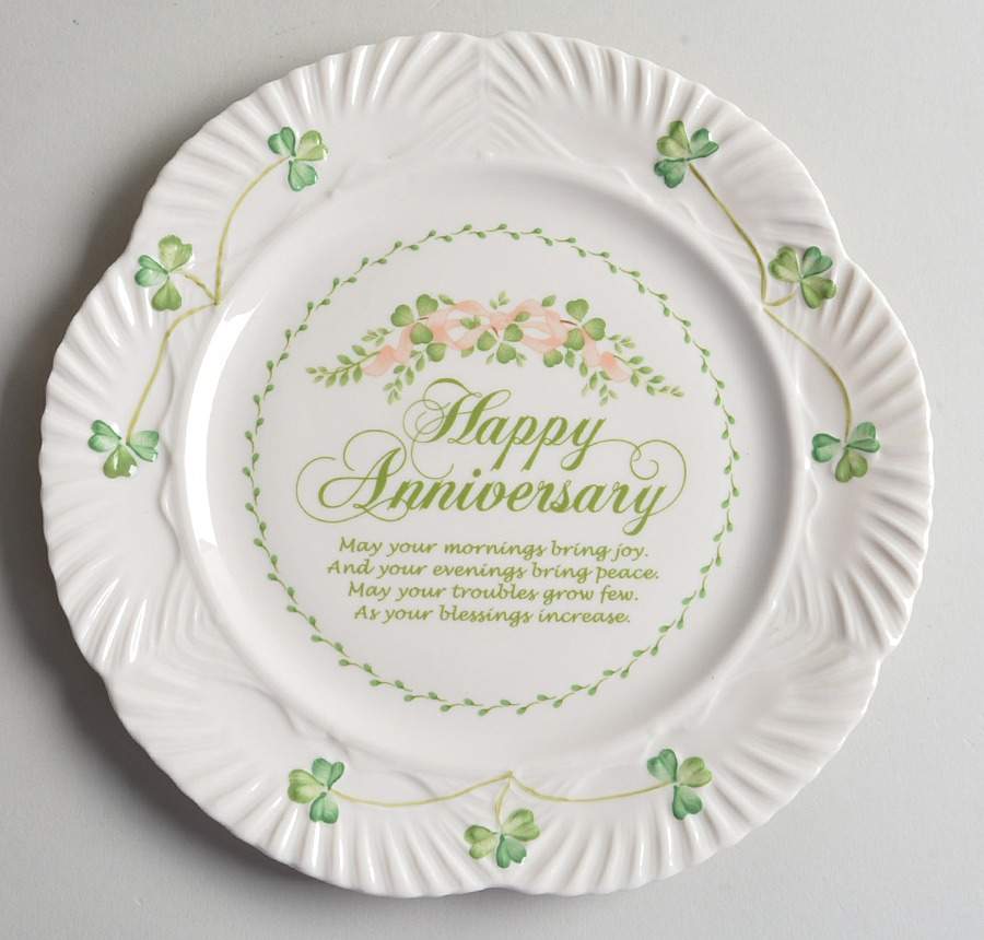 Shamrock Anniversary Blessing Plate by Belleek Pottery (Ireland)-1
