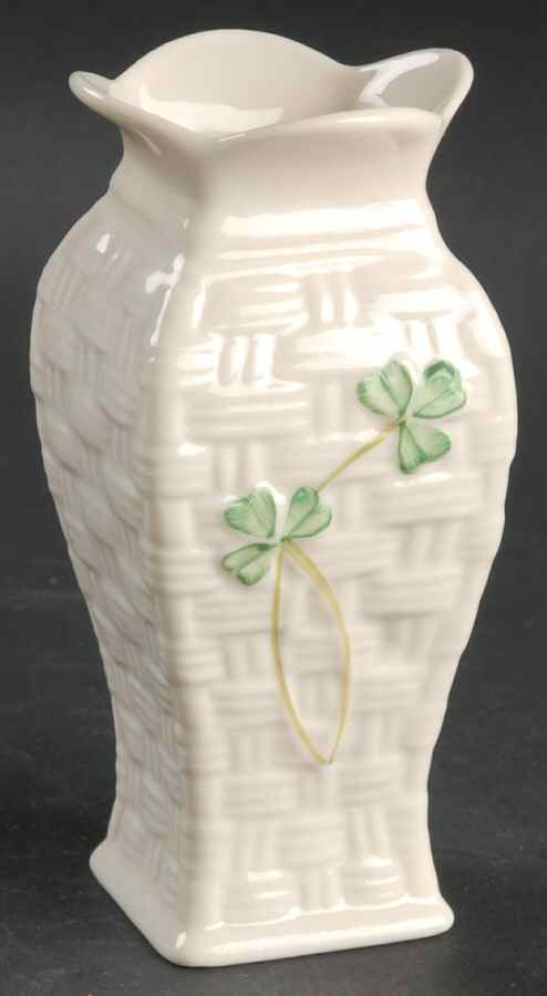 Shamrock Square Bud Vase by Belleek Pottery (Ireland)-1