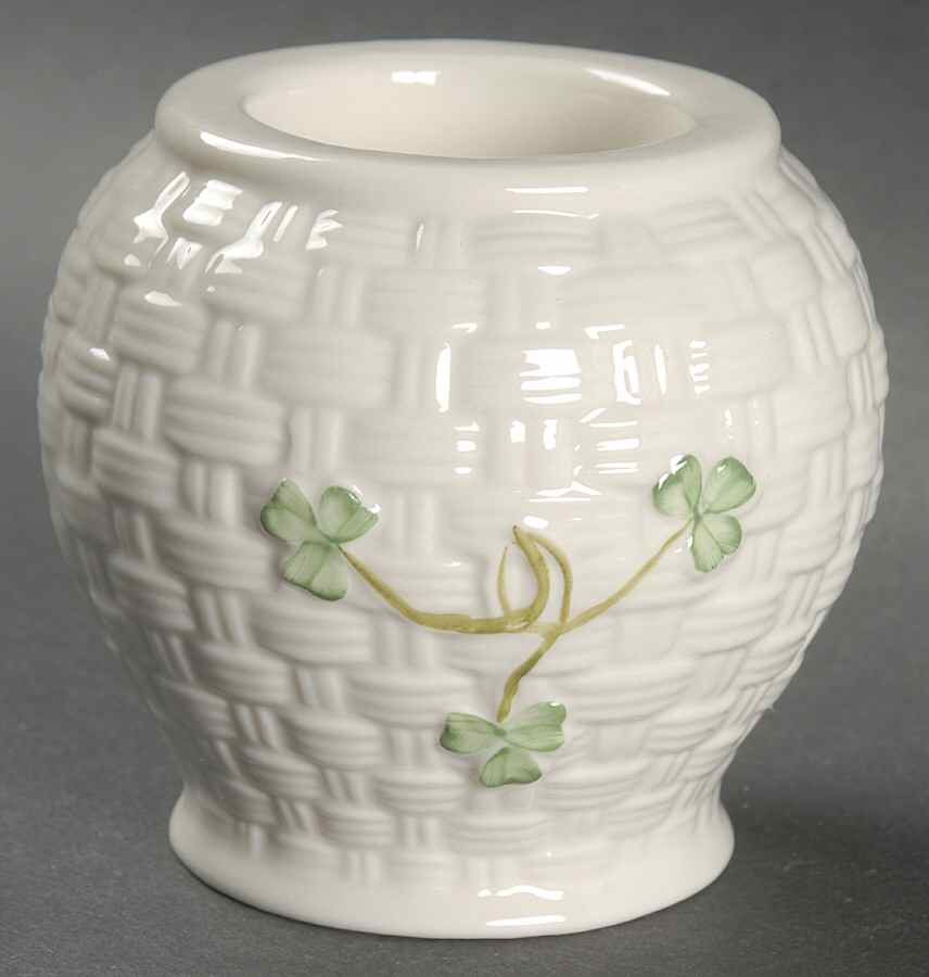 Shamrock Reversible 3" Candlestick(Holds a Stick Or Votive) by Belleek Pottery (Ireland)-1