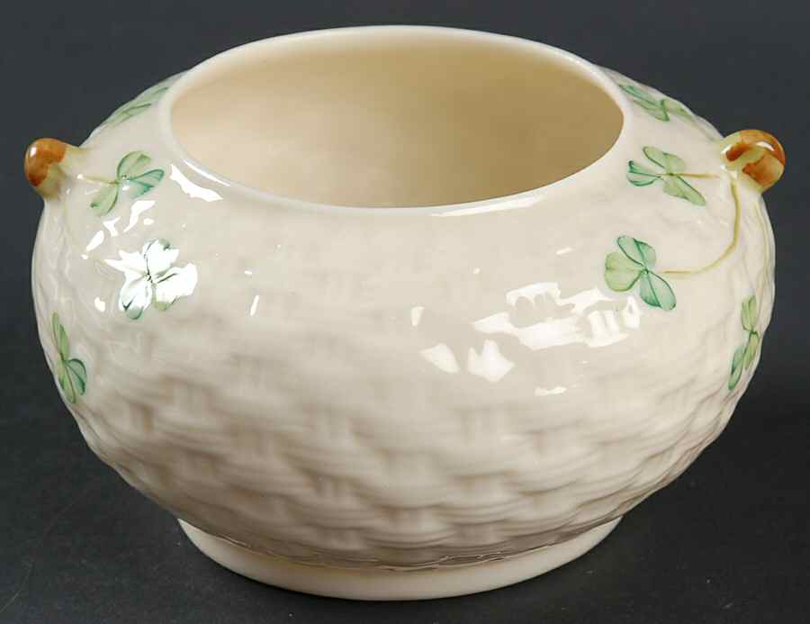 Shamrock Open Sugar Bowl by Belleek Pottery (Ireland)-1