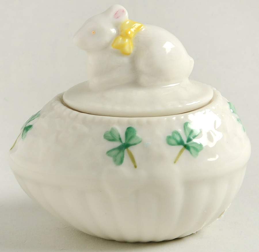 Shamrock Egg Box & Lid by Belleek Pottery (Ireland)-1