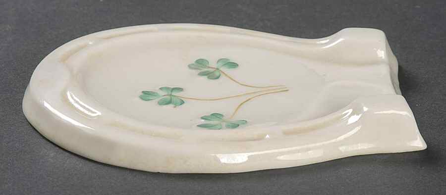 Shamrock Horseshoe Ashtray 3" by Belleek Pottery (Ireland)-1