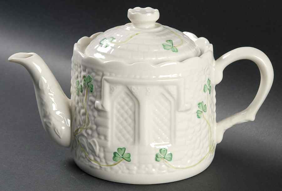 Shamrock Figural Teapot & Lid by Belleek Pottery (Ireland)-1