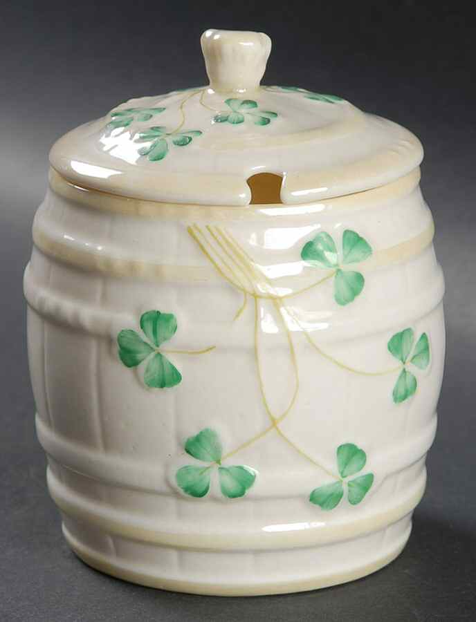 Shamrock Marmalade & Lid by Belleek Pottery (Ireland)-1