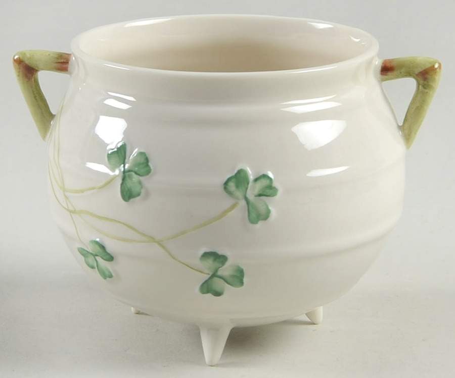 Shamrock Family Size Open Sugar Bowl by Belleek Pottery (Ireland)-1