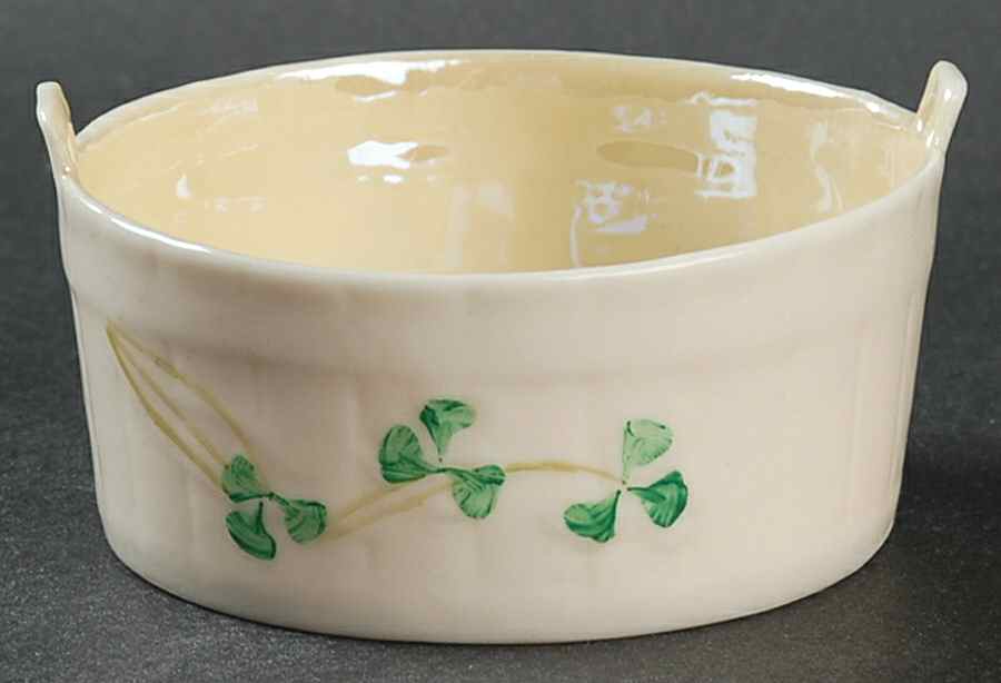 Shamrock Open Butter Tub by Belleek Pottery (Ireland)-1