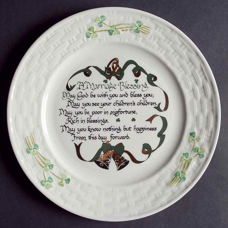 Shamrock Marriage Blessing Plate by Belleek Pottery (Ireland)-1