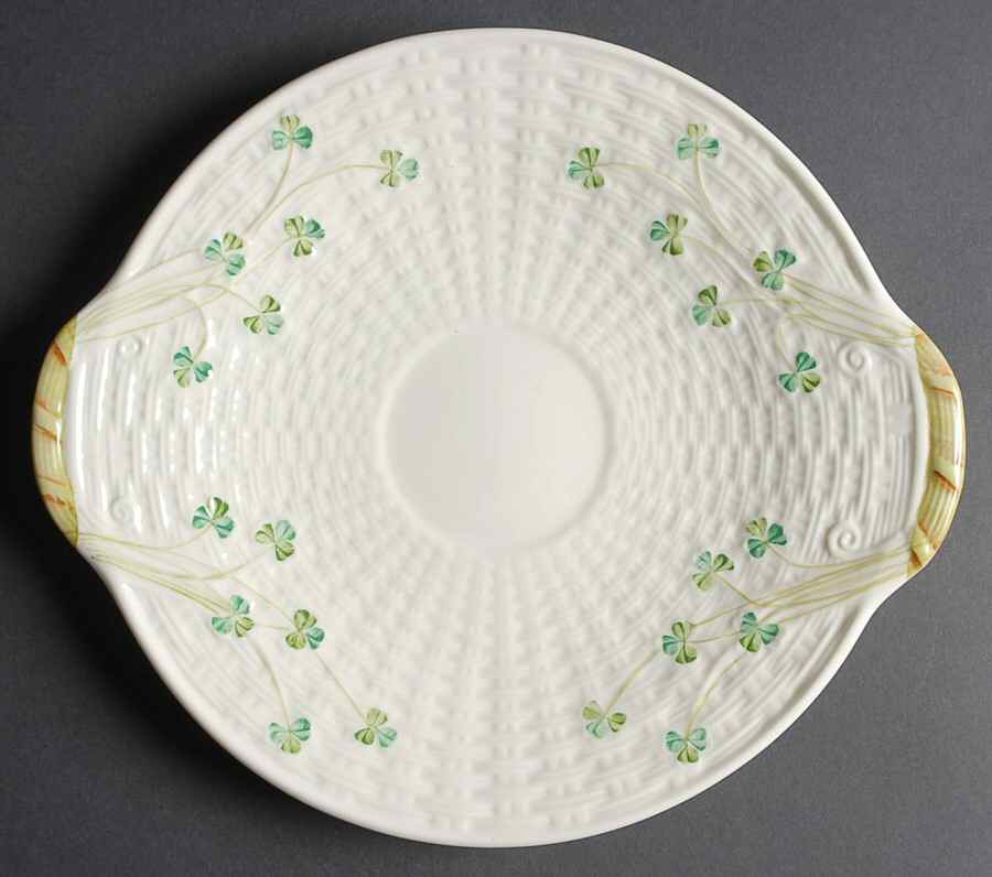 Shamrock Handled Cake Plate by Belleek Pottery (Ireland)-1