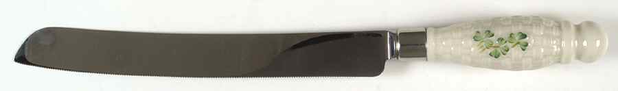 Shamrock Cake Knife/Server with Stainless Blade by Belleek Pottery (Ireland)-1
