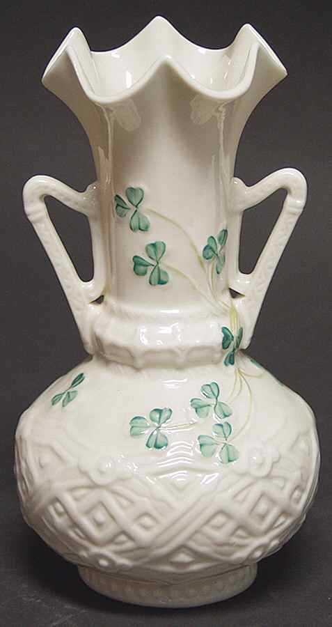 Shamrock 6" Harp Vase by Belleek Pottery (Ireland)-1