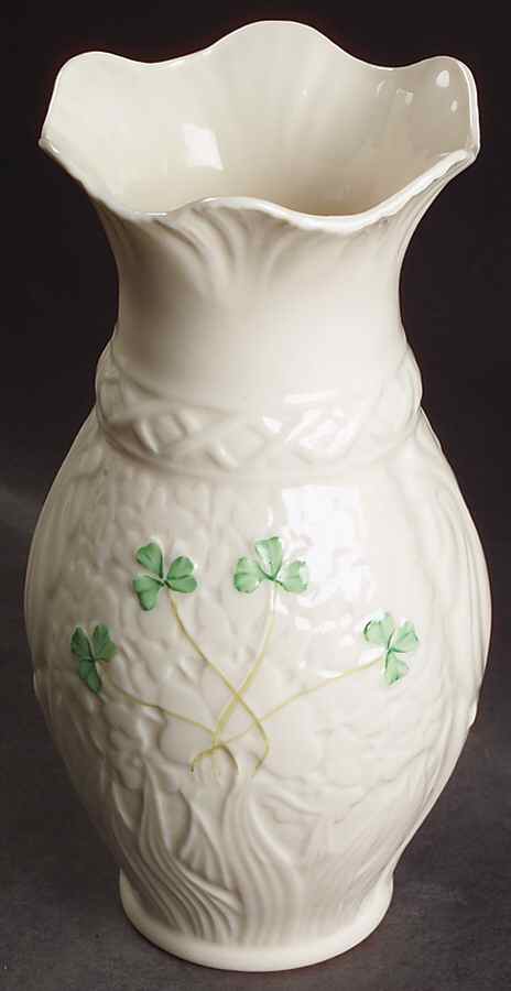 Shamrock 6" Fortunes Vase by Belleek Pottery (Ireland)-1