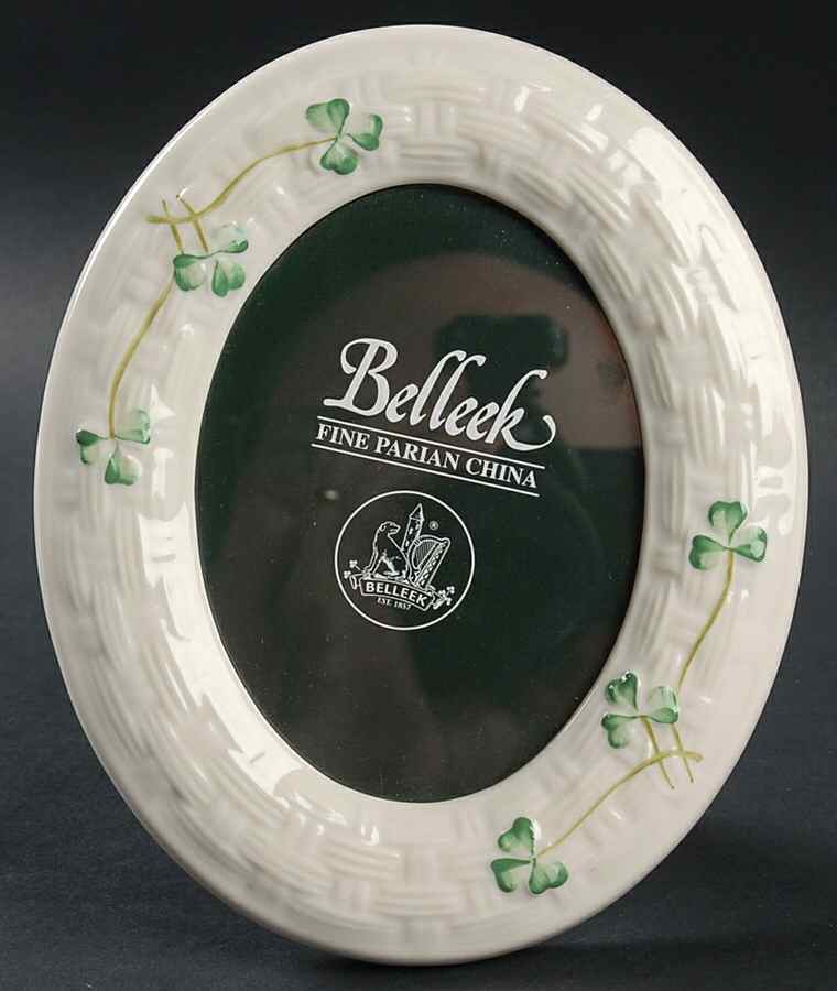 Shamrock Oval Frame-Holds 3 1/2" X 5" by Belleek Pottery (Ireland)-1