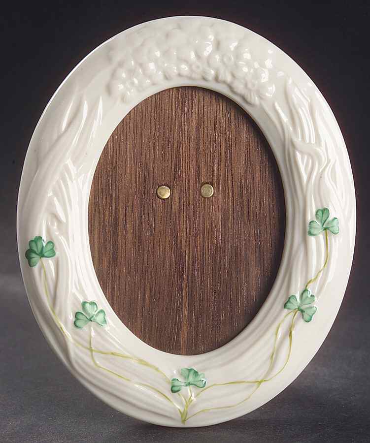 Shamrock 6" Oval Picture Frame by Belleek Pottery (Ireland)-1