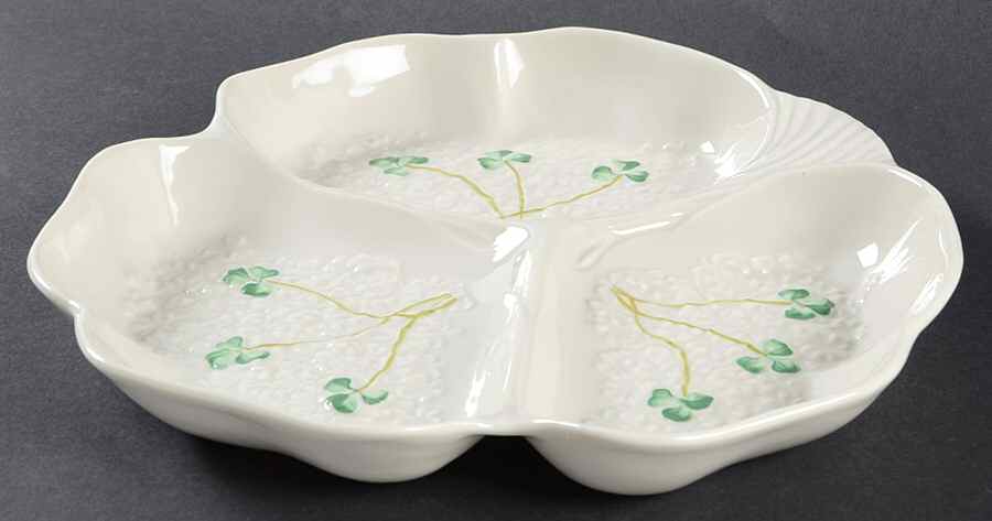Shamrock Party/Serving/Chip & Dip Plate by Belleek Pottery (Ireland)-1