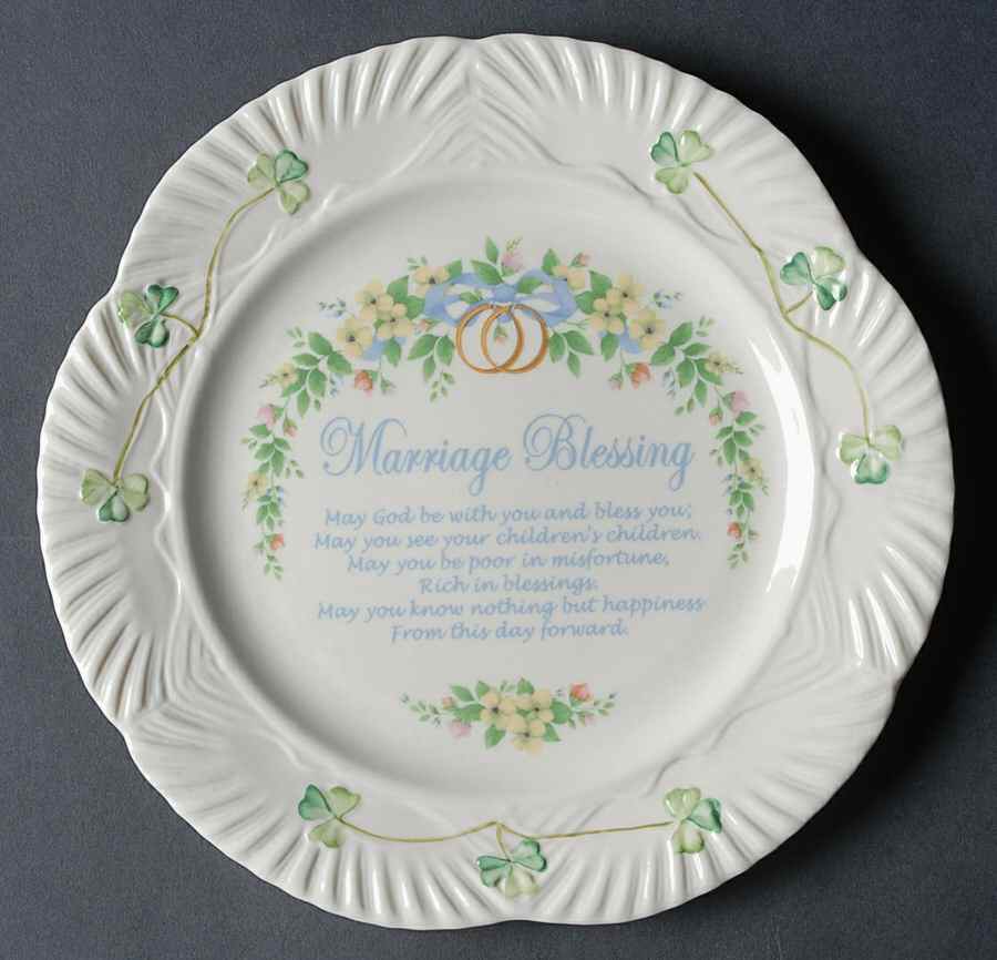 Shamrock Marriage Blessing Plate by Belleek Pottery (Ireland)-1