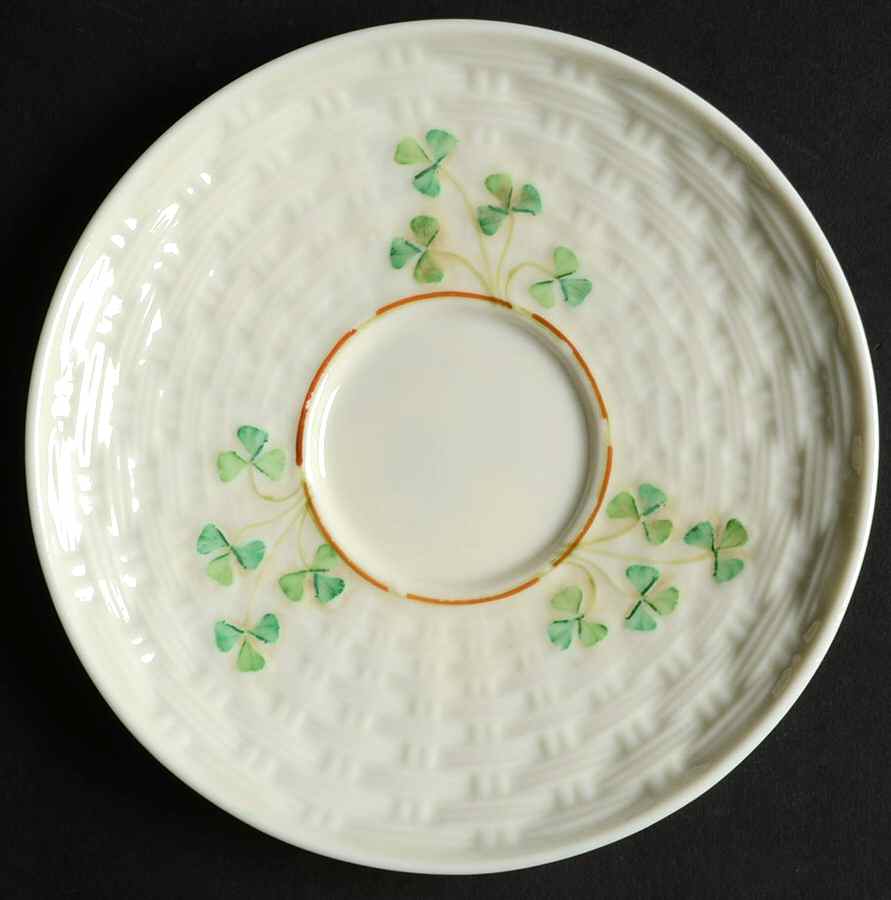 Shamrock Saucer for Flat Cup by Belleek Pottery (Ireland)-1