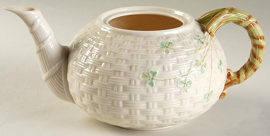 Shamrock Teapot No Lid by Belleek Pottery (Ireland)-1
