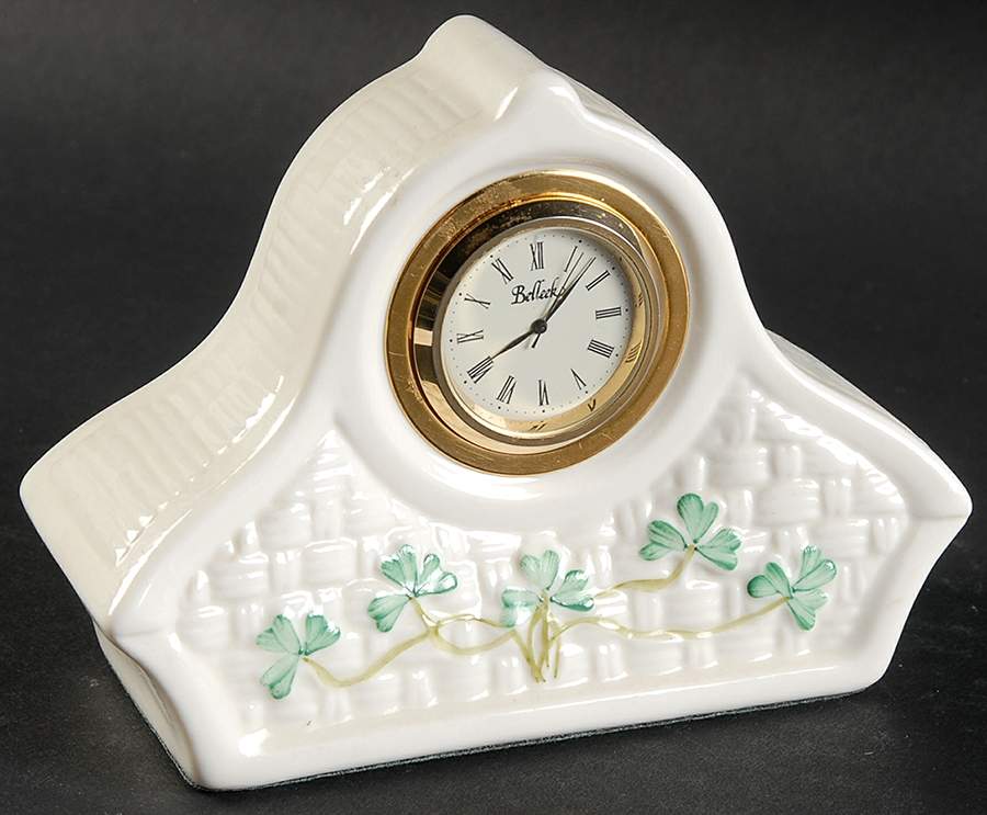 Shamrock Small Desk Clock by Belleek Pottery (Ireland)-1