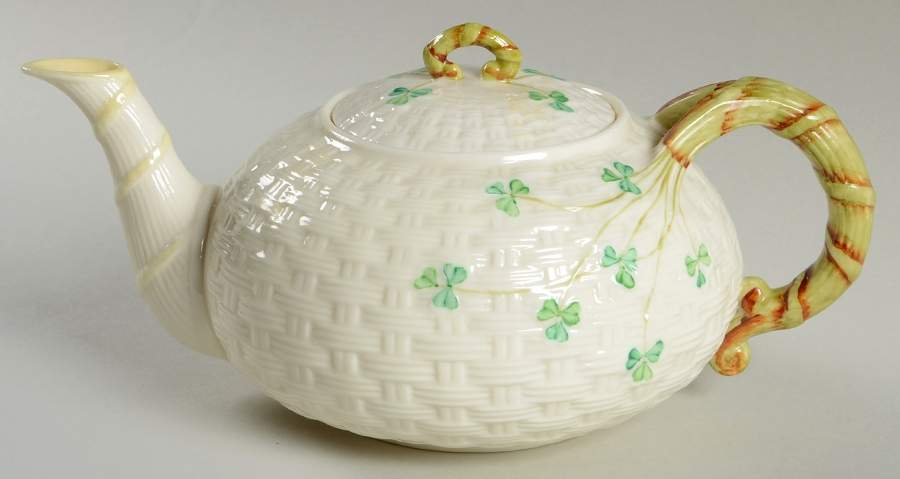 Shamrock Teapot & Lid by Belleek Pottery (Ireland)-1