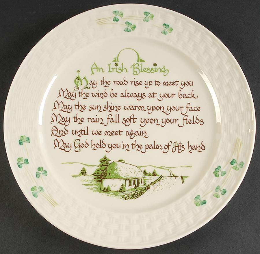 Shamrock 11" Irish Blessing Plate by Belleek Pottery (Ireland)-1