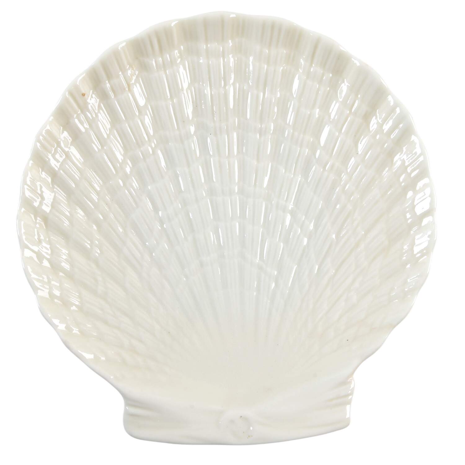 Tridacna White Shell Shaped Sandwich Plate by Belleek Pottery (Ireland)-1