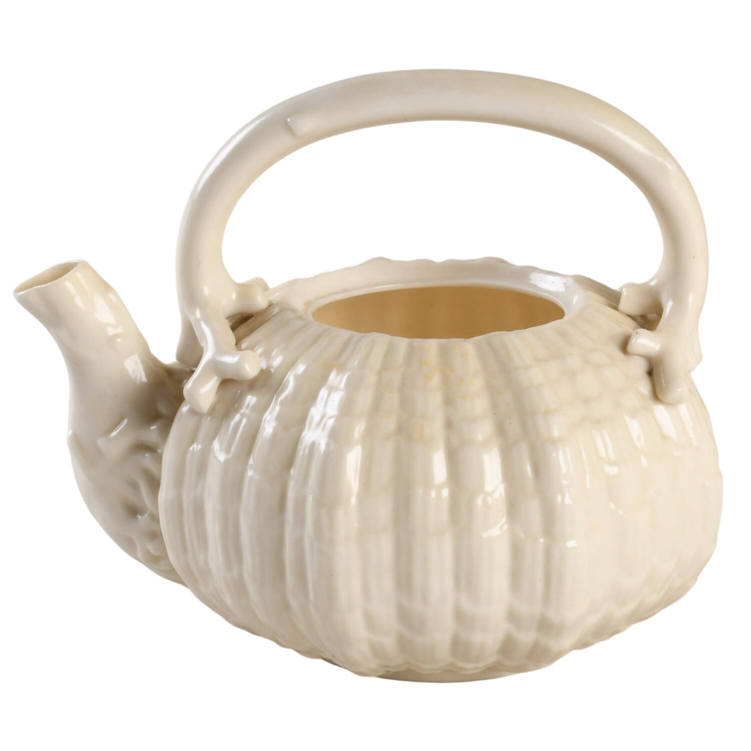 Tridacna White Mini Teapot No Lid by Belleek Pottery (Ireland)-1