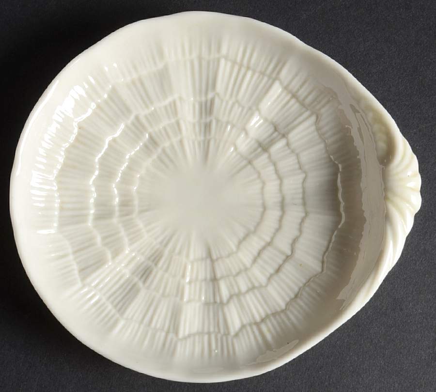 Tridacna White Butter Tray by Belleek Pottery (Ireland)-1