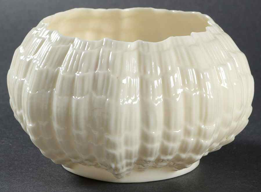 Tridacna White Open Sugar Bowl by Belleek Pottery (Ireland)-1