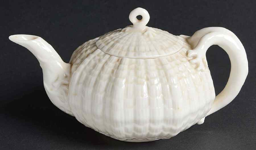 Tridacna White Mini Teapot & Lid by Belleek Pottery (Ireland)-1