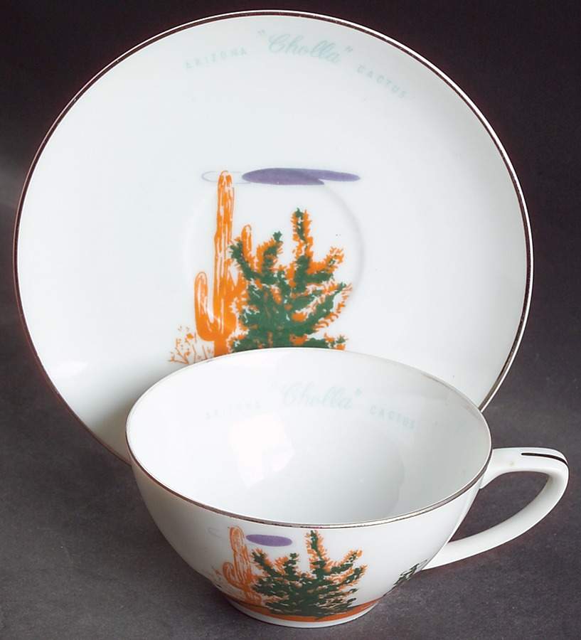 Arizona Cactus Flat Cup & Saucer Set by Blakely-1