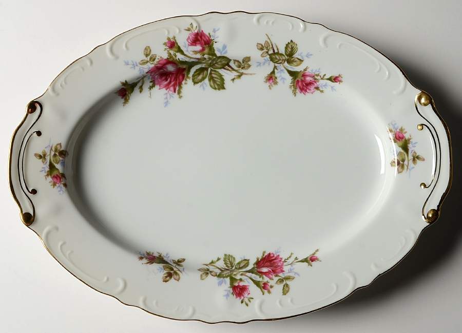 Moss Rose 12" Oval Serving Platter by Bond (Japan)-1