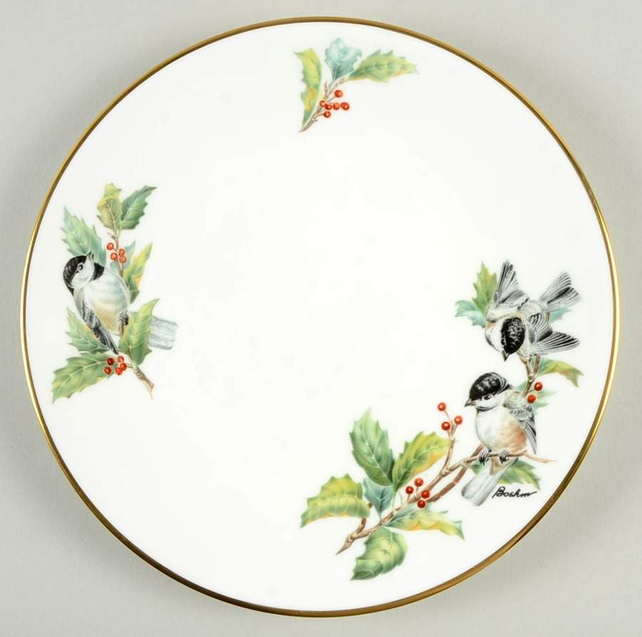 Chickadee & Holly Salad Plate by Boehm-1