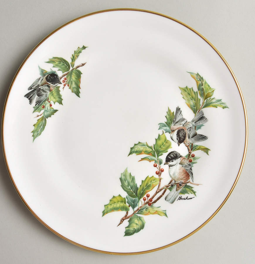 Chickadee & Holly Salad Plate by Boehm-1
