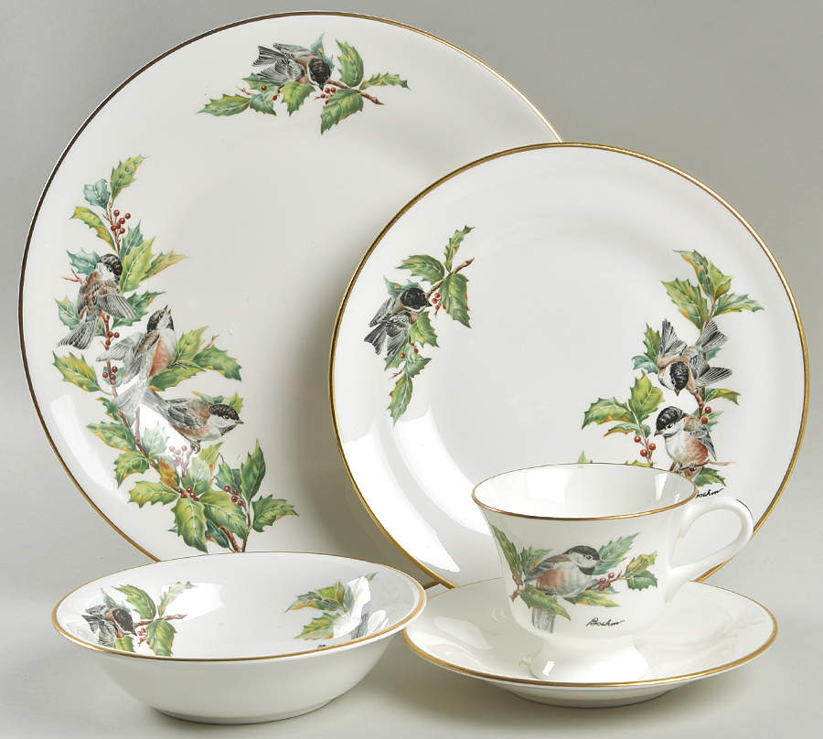Chickadee & Holly 5 Piece Place Setting by Boehm-1