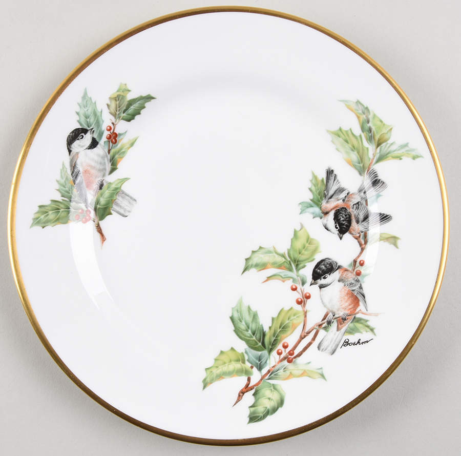 Chickadee & Holly Salad Plate by Boehm-1
