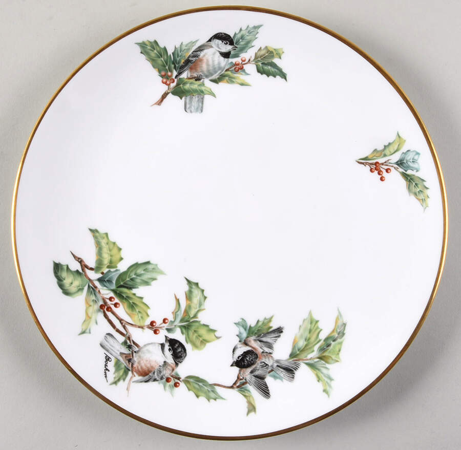 Chickadee & Holly Luncheon Plate by Boehm-1