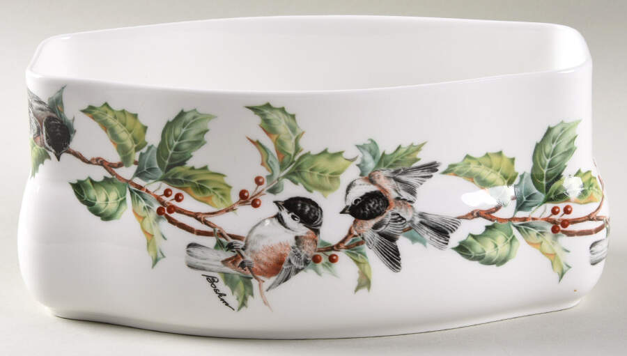 Chickadee & Holly Oblong Box No Lid by Boehm-1