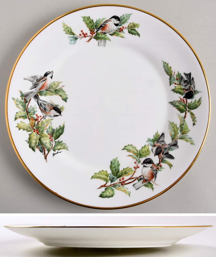 Chickadee & Holly Dinner Plate by Boehm-1