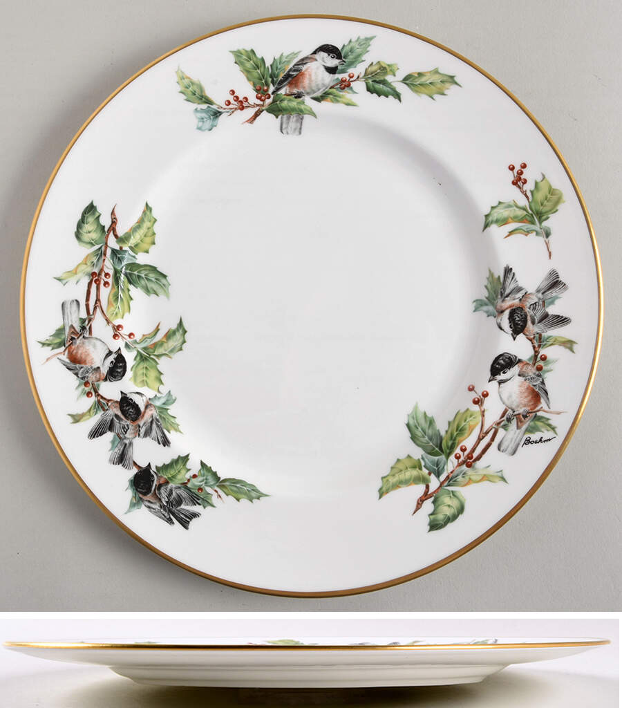 Chickadee & Holly Dinner Plate by Boehm-1